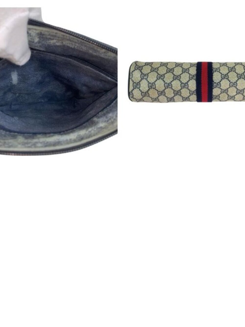 Gucci Vintage Sherry Line Gray GG Supreme Canvas 41 02 017 Clutch Second - Picture 9 of 9
